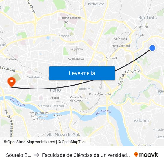 Soutelo Baixo to Faculdade de Ciências da Universidade do Porto map