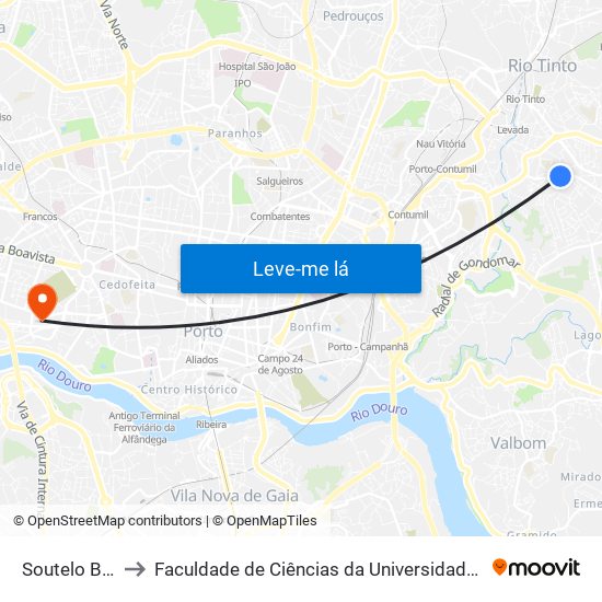 Soutelo Baixo to Faculdade de Ciências da Universidade do Porto map