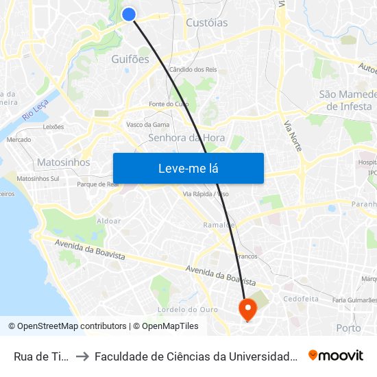 Rua de Timor to Faculdade de Ciências da Universidade do Porto map
