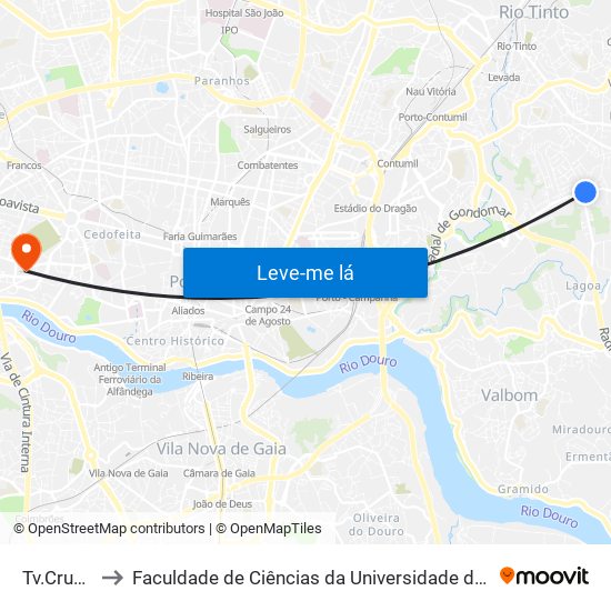 Tv.Cruzes to Faculdade de Ciências da Universidade do Porto map