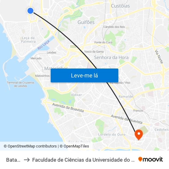 Bataria to Faculdade de Ciências da Universidade do Porto map