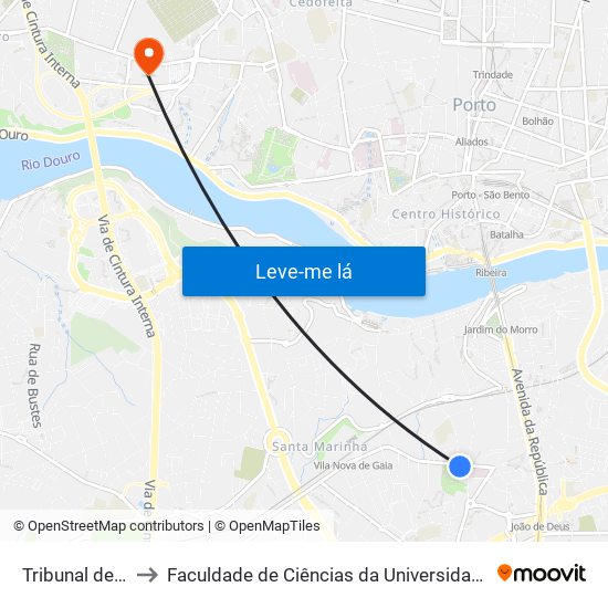 Tribunal de Gaia to Faculdade de Ciências da Universidade do Porto map