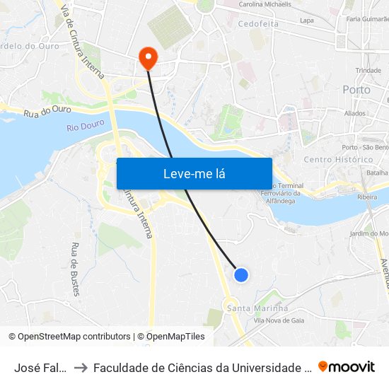 José Falcão to Faculdade de Ciências da Universidade do Porto map