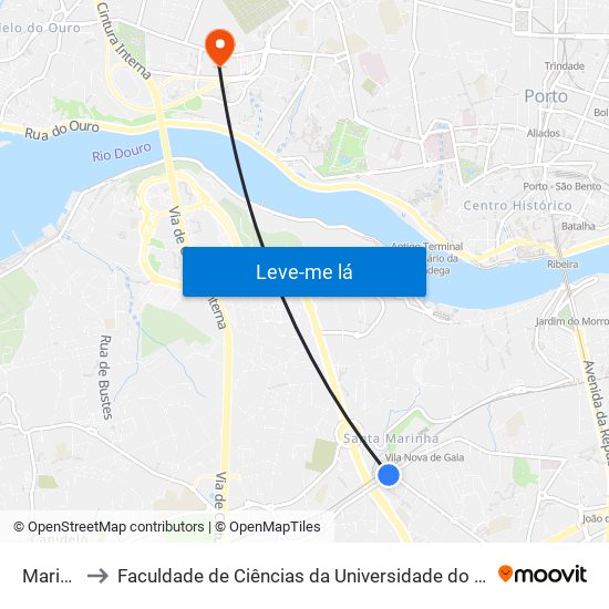 Mariani to Faculdade de Ciências da Universidade do Porto map