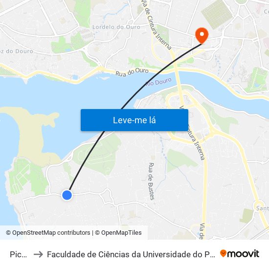 Picão to Faculdade de Ciências da Universidade do Porto map