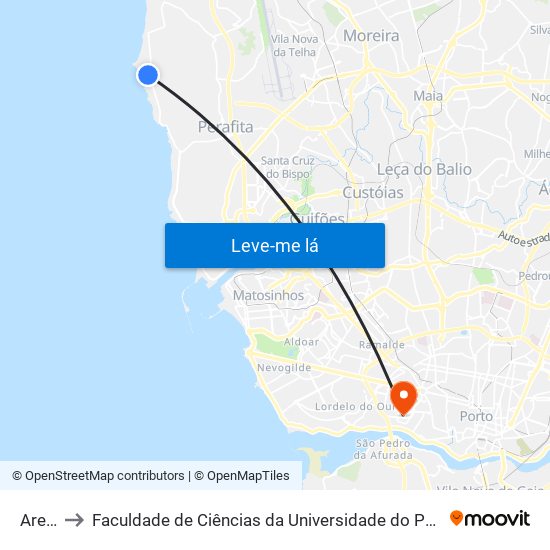 Areal to Faculdade de Ciências da Universidade do Porto map