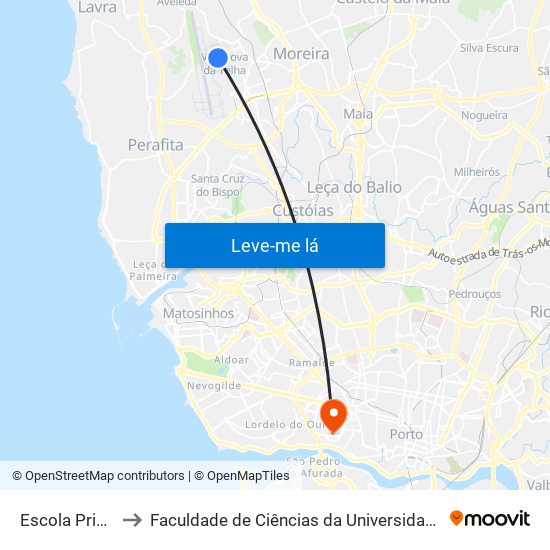Escola Primária to Faculdade de Ciências da Universidade do Porto map