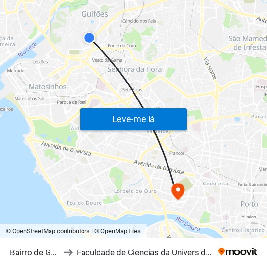 Bairro de Guifões to Faculdade de Ciências da Universidade do Porto map