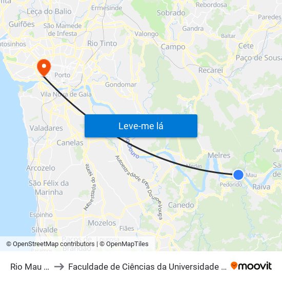 Rio Mau Foz to Faculdade de Ciências da Universidade do Porto map