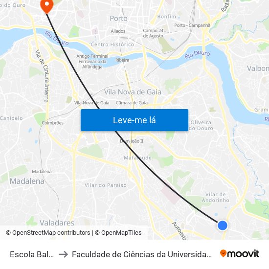 Escola Balteiro to Faculdade de Ciências da Universidade do Porto map