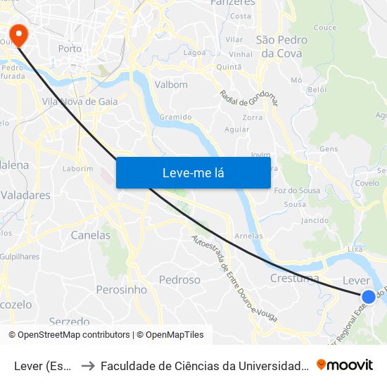 Lever (Escola) to Faculdade de Ciências da Universidade do Porto map