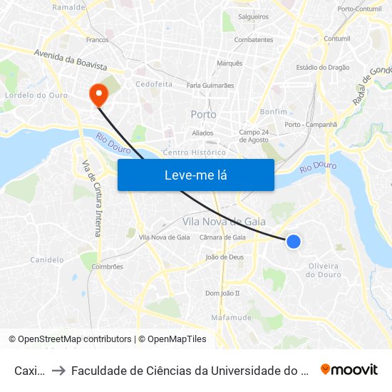 Caxito to Faculdade de Ciências da Universidade do Porto map