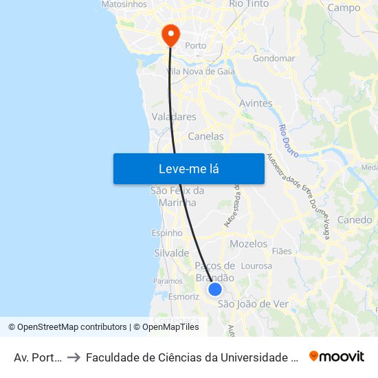 Av. Portela to Faculdade de Ciências da Universidade do Porto map