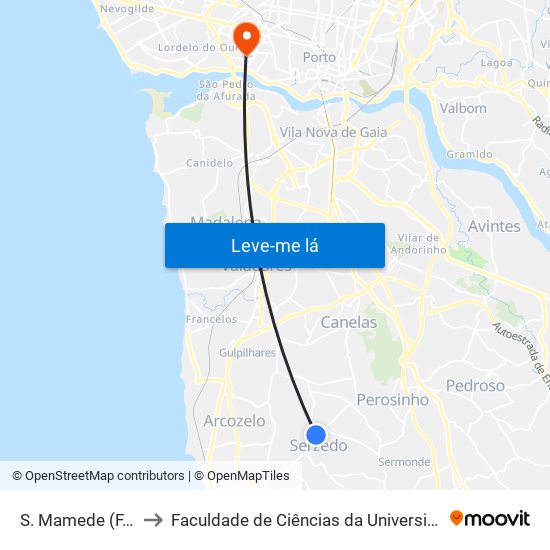 S. Mamede (F. Mato) to Faculdade de Ciências da Universidade do Porto map