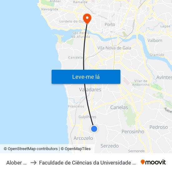 Alober Bar to Faculdade de Ciências da Universidade do Porto map