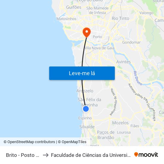 Brito - Posto Médico to Faculdade de Ciências da Universidade do Porto map