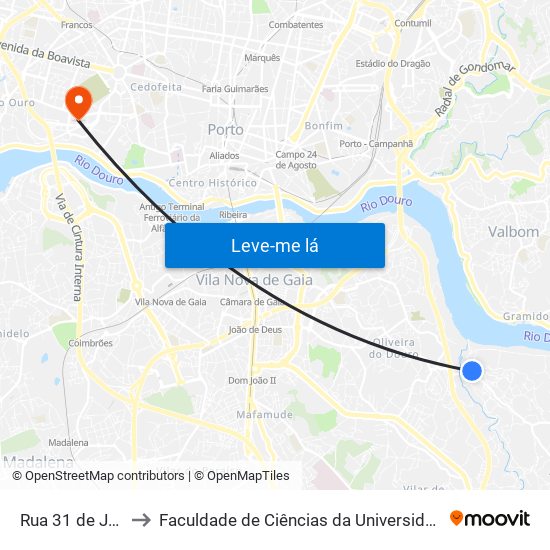 Rua 31 de Janeiro to Faculdade de Ciências da Universidade do Porto map