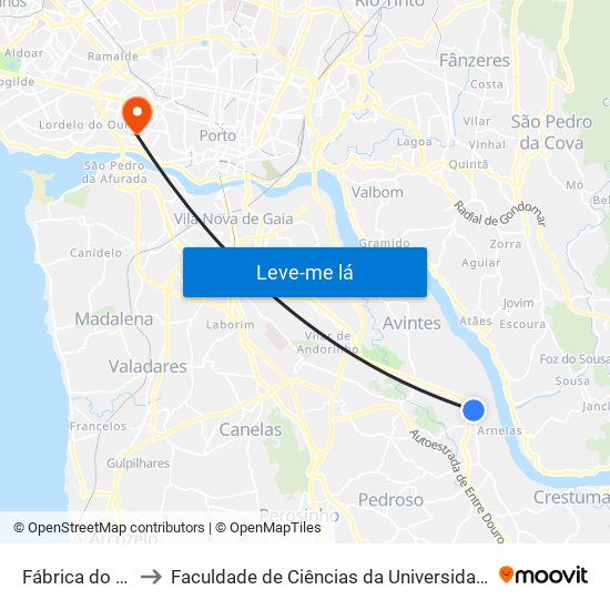 Fábrica do Vidro to Faculdade de Ciências da Universidade do Porto map