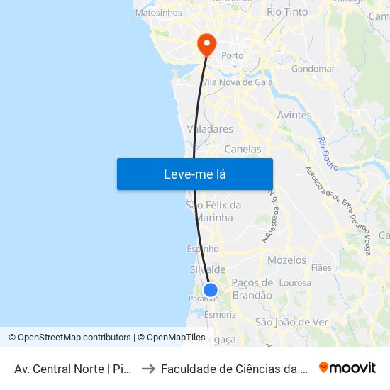 Av. Central Norte to Faculdade de Ciências da Universidade do Porto map