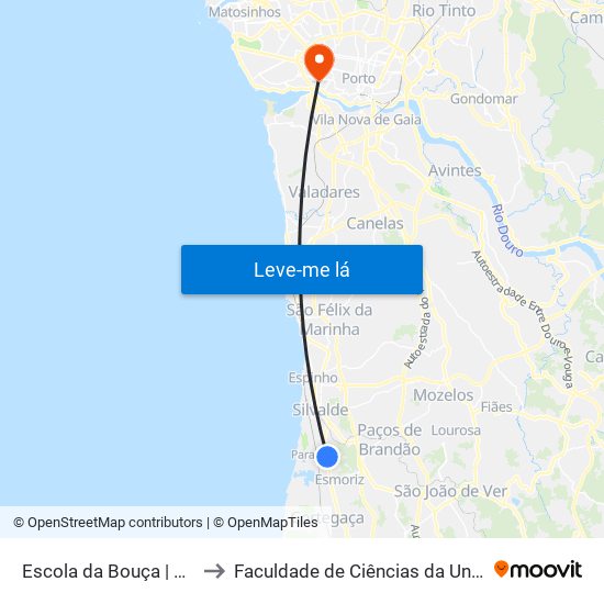 Escola da Bouça to Faculdade de Ciências da Universidade do Porto map