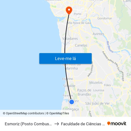 Esmoriz (Posto Combustível) - B | Bombas Gasolina to Faculdade de Ciências da Universidade do Porto map