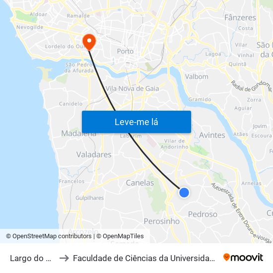 Largo do Casal to Faculdade de Ciências da Universidade do Porto map