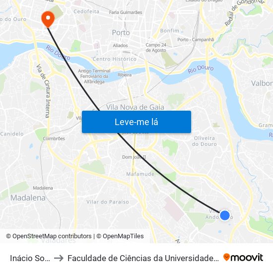 Inácio Sousa to Faculdade de Ciências da Universidade do Porto map