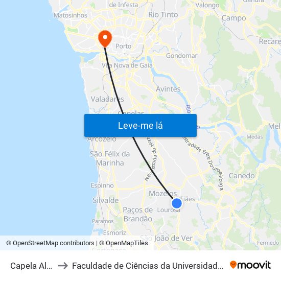 Capela Almas to Faculdade de Ciências da Universidade do Porto map