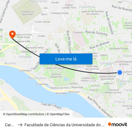 Carmo to Faculdade de Ciências da Universidade do Porto map