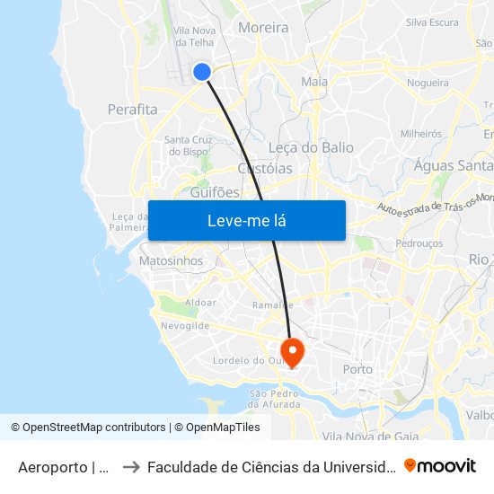 Aeroporto | Airport to Faculdade de Ciências da Universidade do Porto map