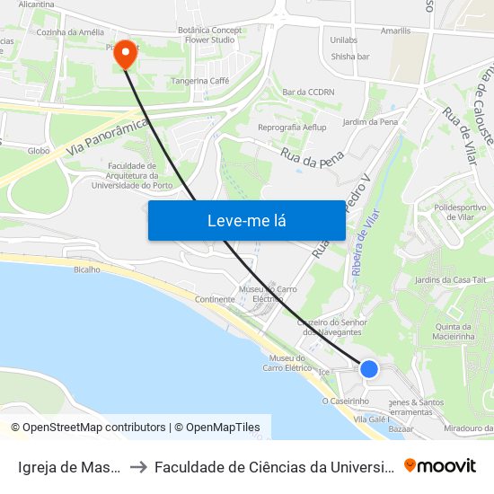 Igreja de Massarelos to Faculdade de Ciências da Universidade do Porto map