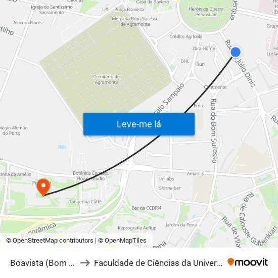 Boavista (Bom Sucesso) to Faculdade de Ciências da Universidade do Porto map