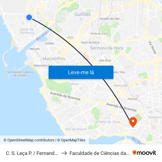 C. S. Leça P. / Fernando A. (Supermercado) to Faculdade de Ciências da Universidade do Porto map