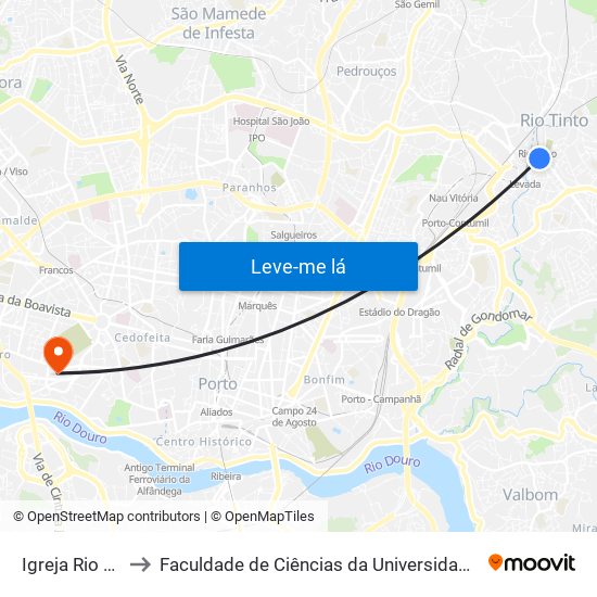 Igreja Rio Tinto to Faculdade de Ciências da Universidade do Porto map