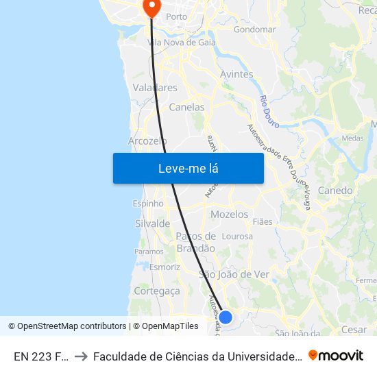 EN 223 Feira to Faculdade de Ciências da Universidade do Porto map