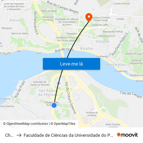 Chãs to Faculdade de Ciências da Universidade do Porto map