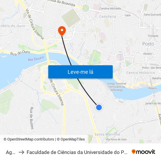 Agro to Faculdade de Ciências da Universidade do Porto map