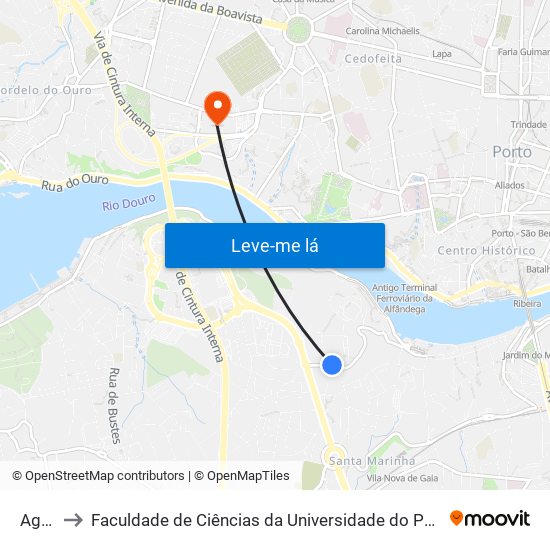 Agro to Faculdade de Ciências da Universidade do Porto map