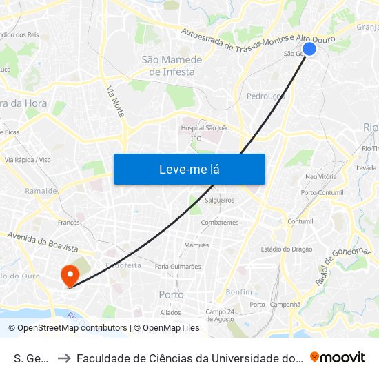 S. Gemil to Faculdade de Ciências da Universidade do Porto map