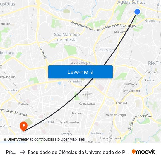 Pícua to Faculdade de Ciências da Universidade do Porto map