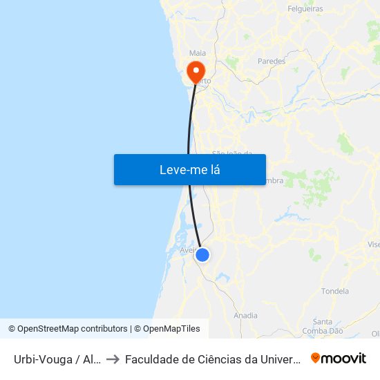 Urbi-Vouga / Alagoas A to Faculdade de Ciências da Universidade do Porto map