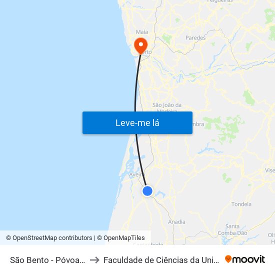 São Bento - Póvoa do Valado B to Faculdade de Ciências da Universidade do Porto map