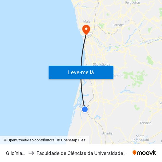 Glicínias B to Faculdade de Ciências da Universidade do Porto map