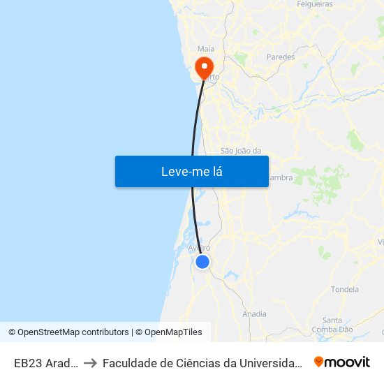 EB23 Aradas A to Faculdade de Ciências da Universidade do Porto map