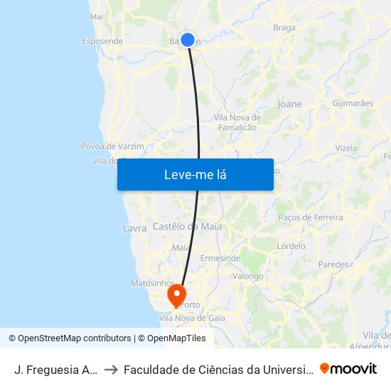 J. Freguesia Arcozelo to Faculdade de Ciências da Universidade do Porto map