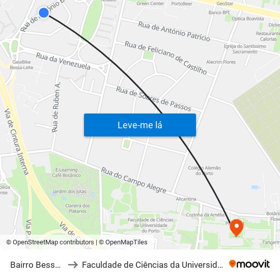 Bairro Bessa Leite to Faculdade de Ciências da Universidade do Porto map