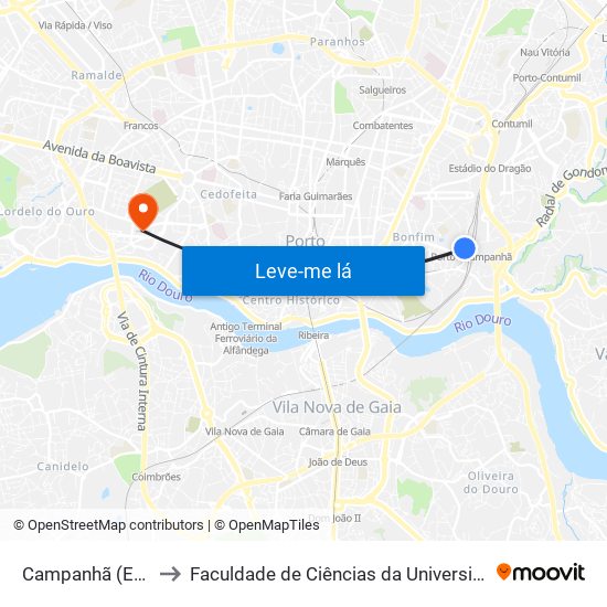 Campanhã (Estação) to Faculdade de Ciências da Universidade do Porto map