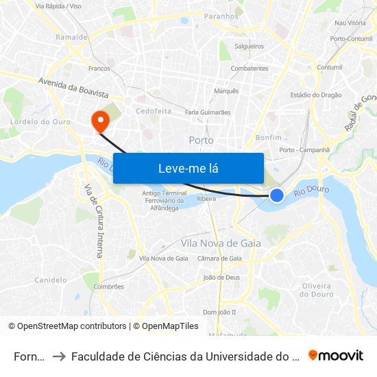 Fornos to Faculdade de Ciências da Universidade do Porto map
