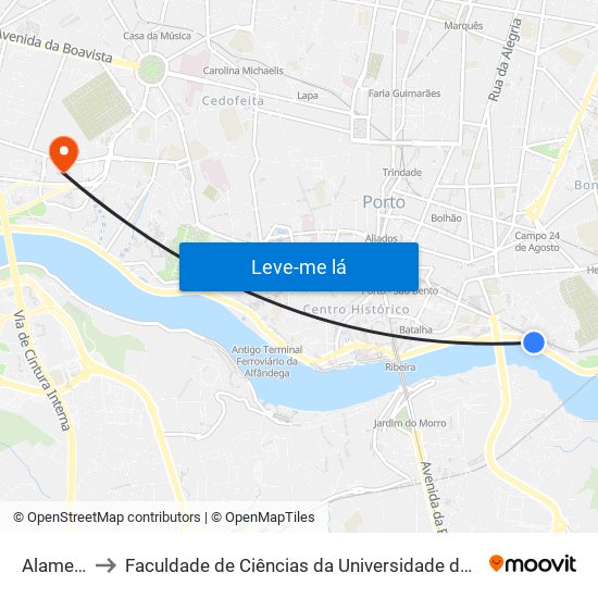 Alameda to Faculdade de Ciências da Universidade do Porto map