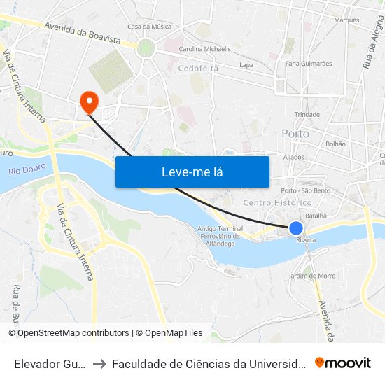 Elevador Guindais to Faculdade de Ciências da Universidade do Porto map